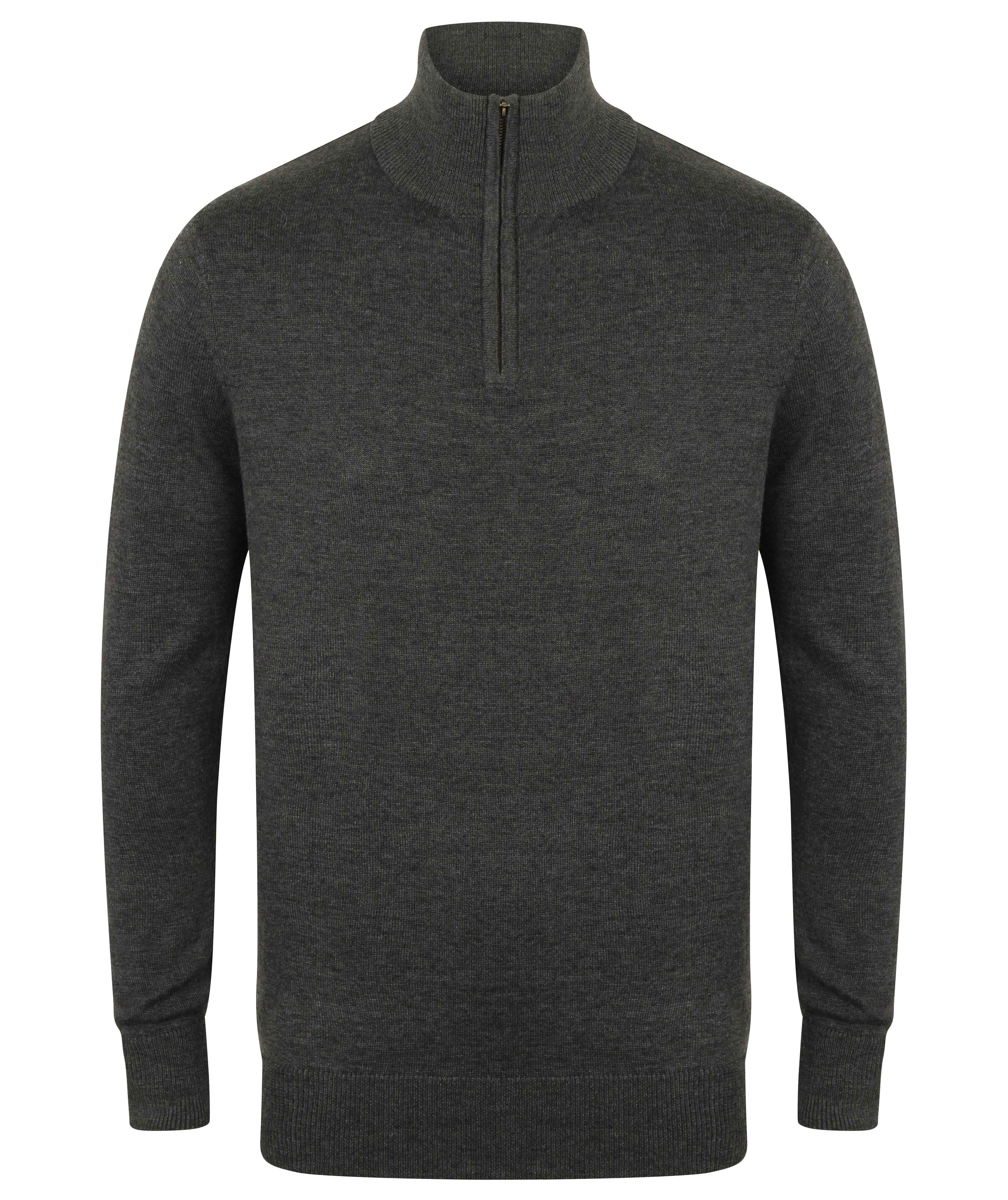 Henbury Mens Quarter Zip Jumper