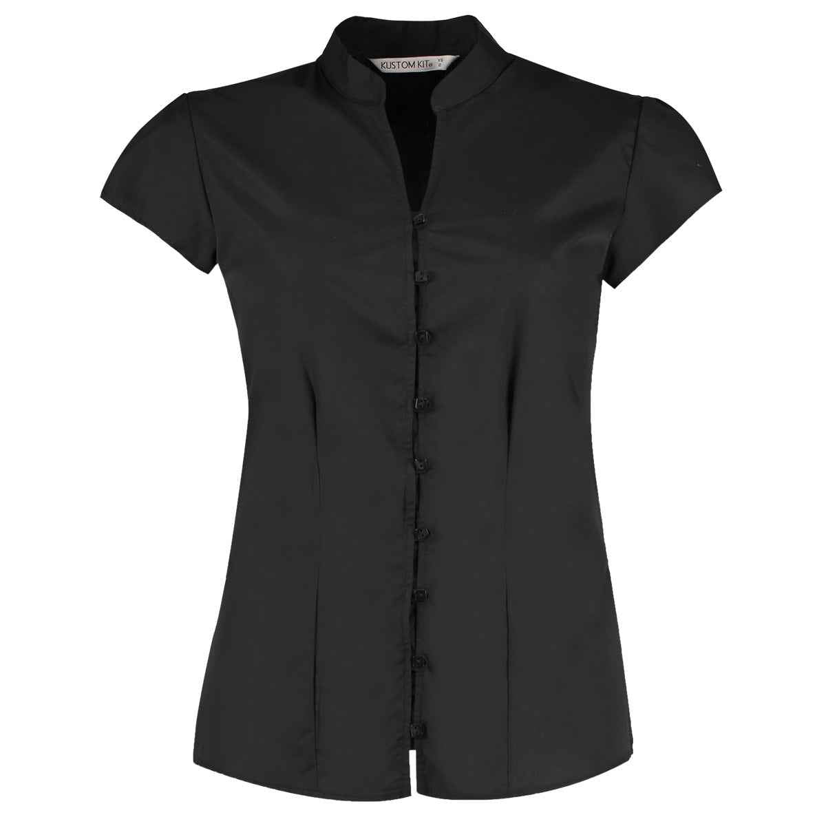 Kustom Kit Ladies Tailored Fit Mandarin Collar Blouse