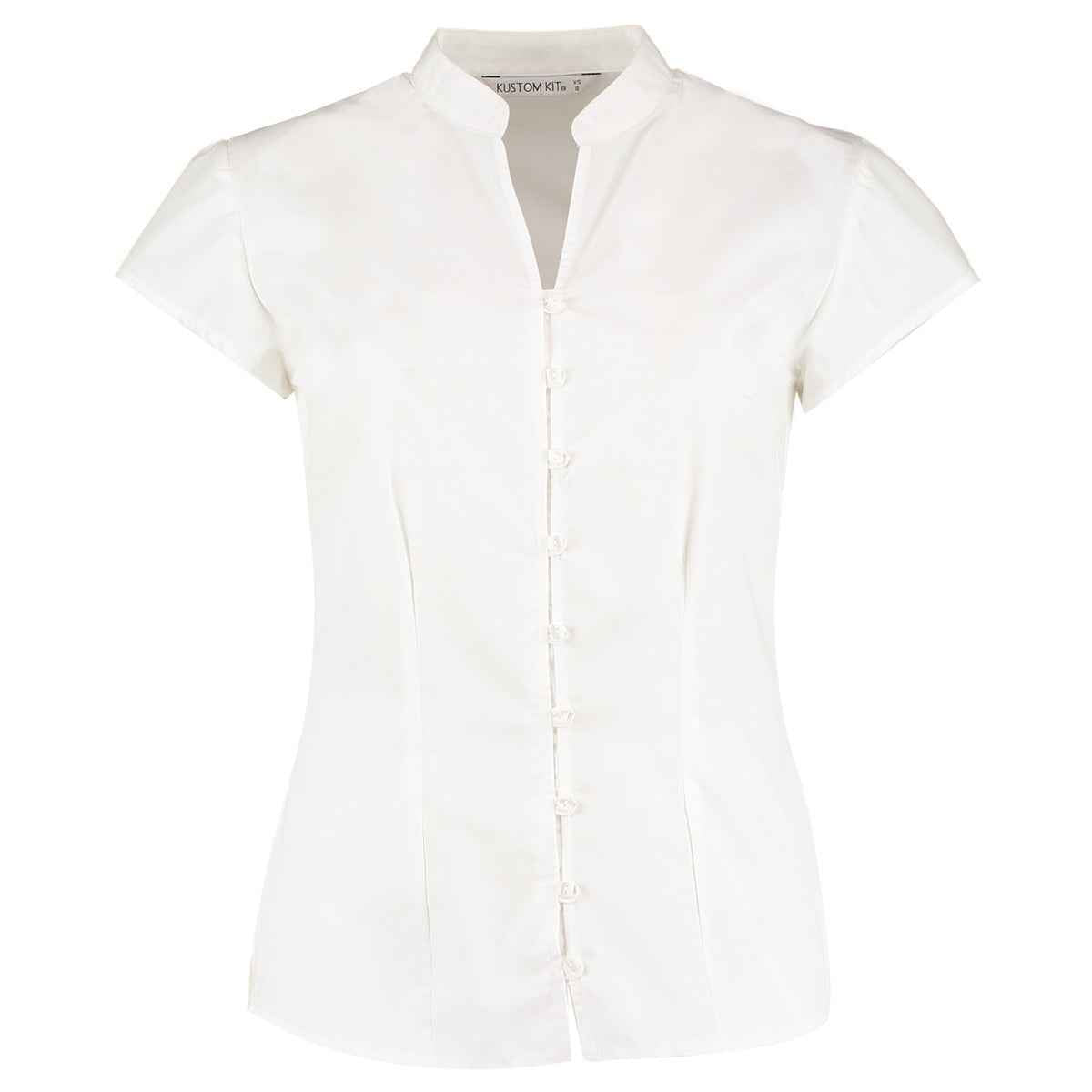 Kustom Kit Ladies Tailored Fit Mandarin Collar Blouse