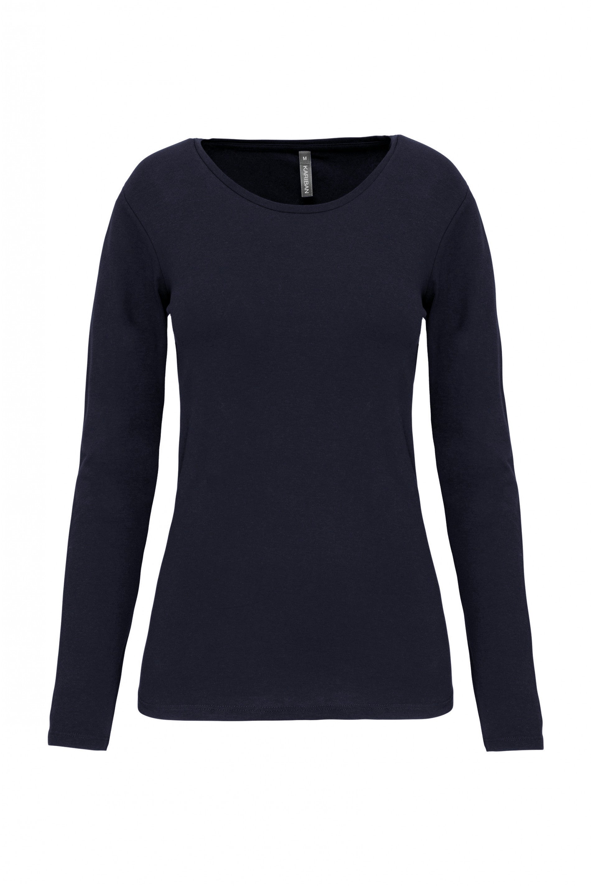 Kariban Ladies L/S Elastane Crew Neck T-Shirt.