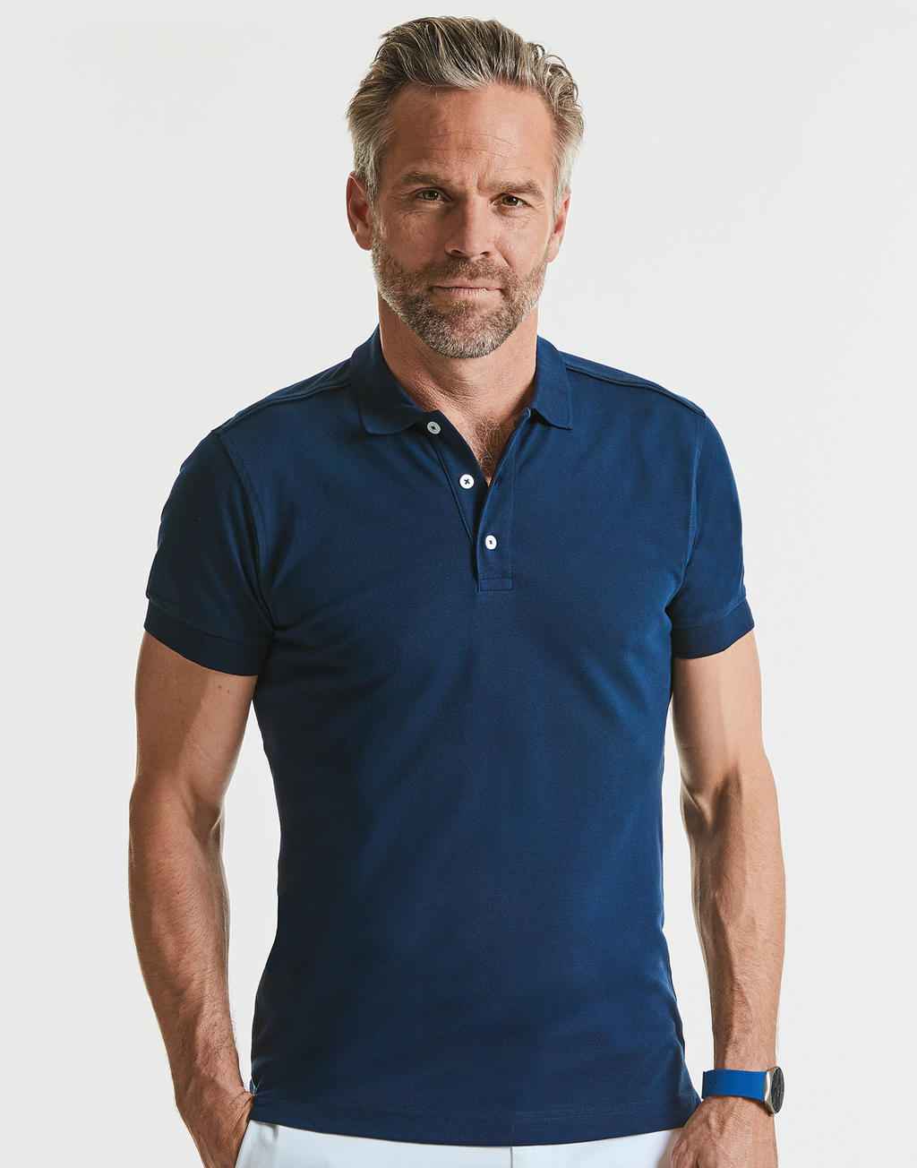 Russell Mens Fitted Stretch Polo