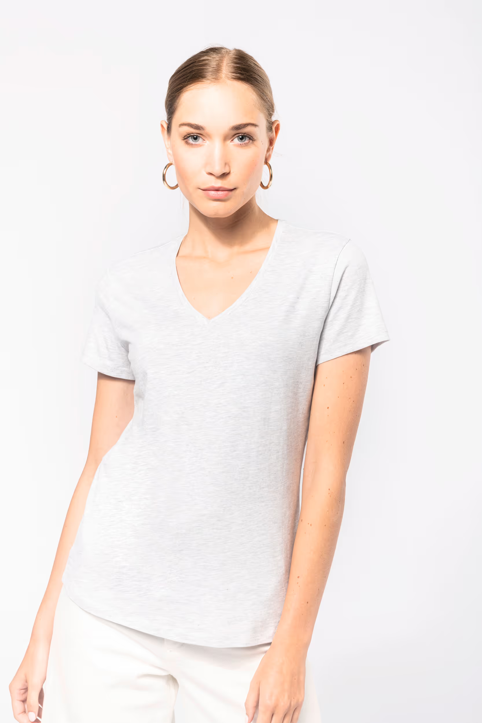 Kariban Ladies S/S V-neck T-Shirt.