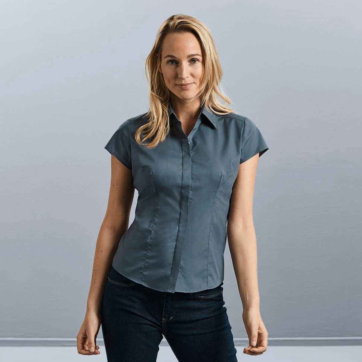 Russell Ladies Cap Sleeve Fitted Shirt