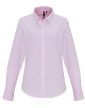 Load image into Gallery viewer, Premier Ladies Cotton Rich Oxford Stripes Shirt
