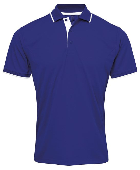Premier Mens Contrast Tipped Coolchecker Polo.
