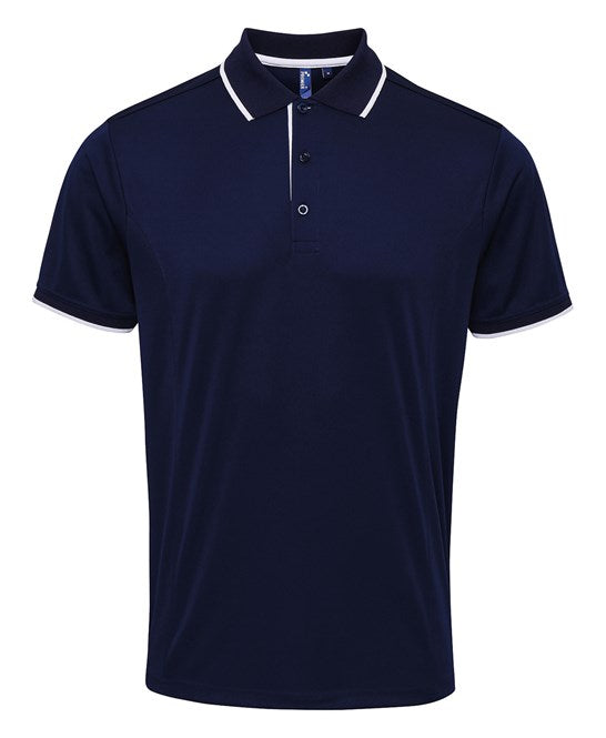 Premier Mens Contrast Tipped Coolchecker Polo.