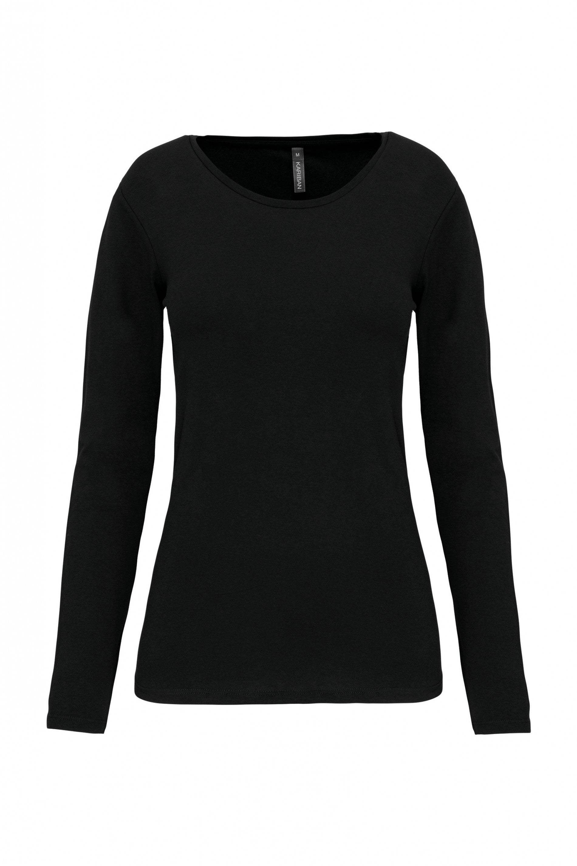 Kariban Ladies L/S Elastane Crew Neck T-Shirt.