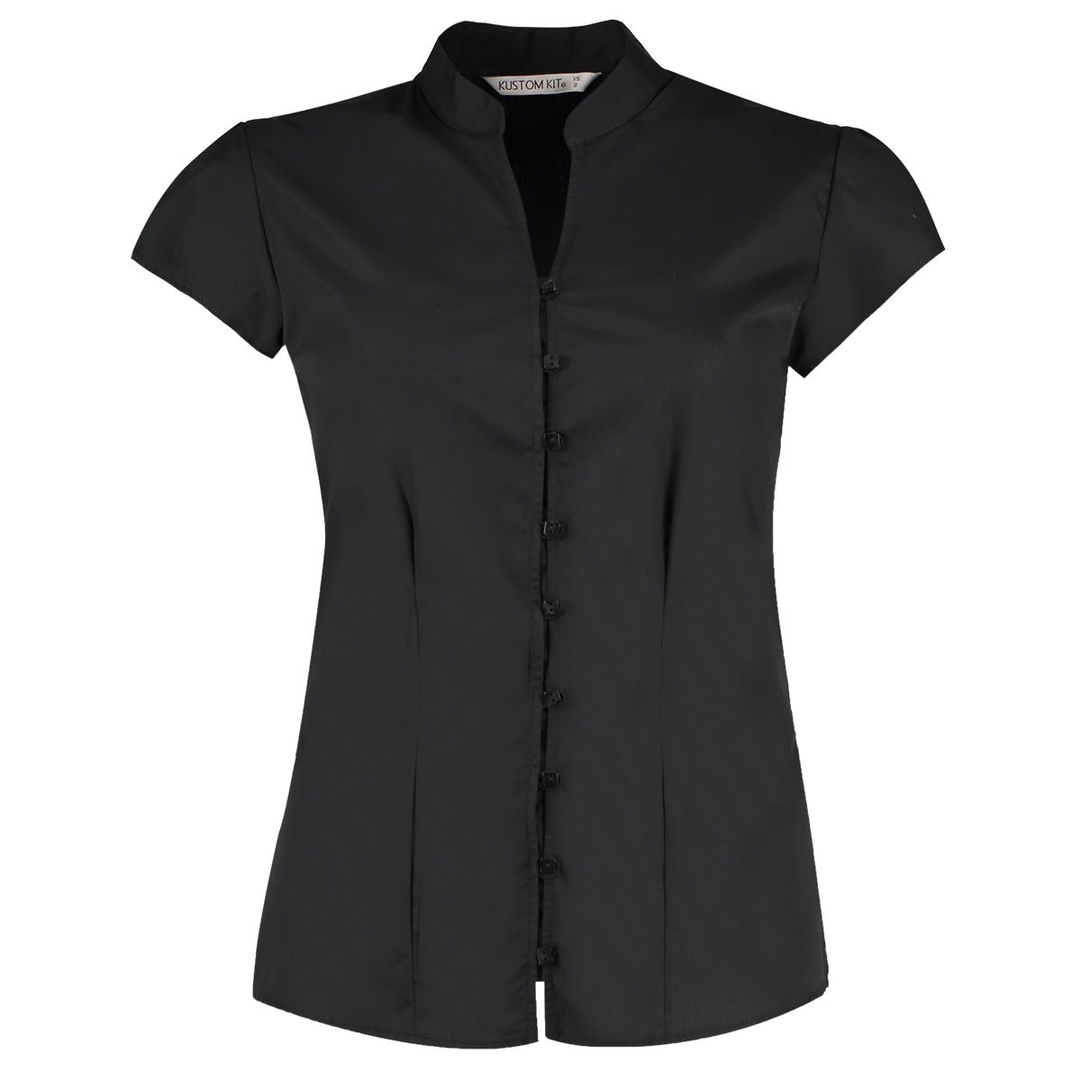 Kustom Kit Ladies Tailored Fit Mandarin Collar Blouse.