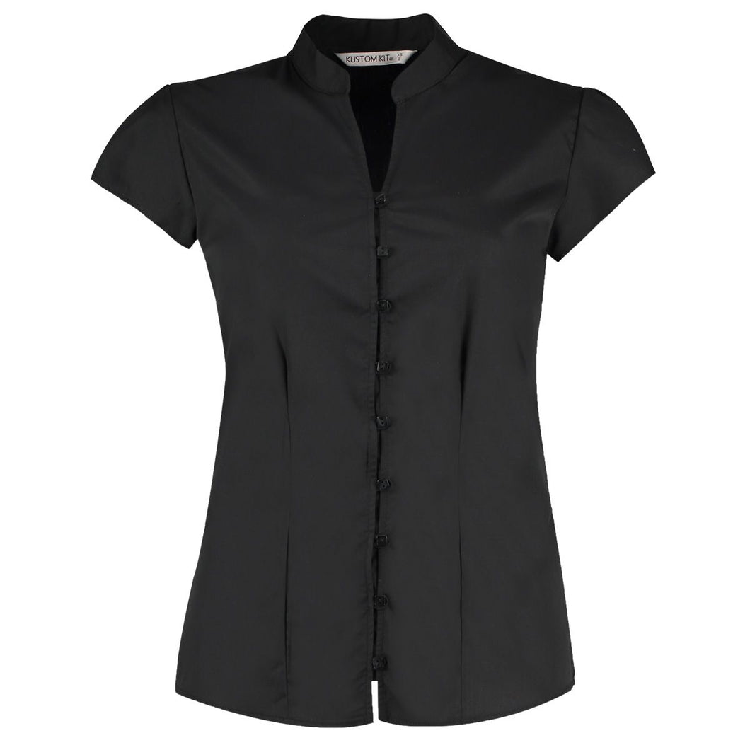 Kustom Kit Ladies Tailored Fit Mandarin Collar Blouse