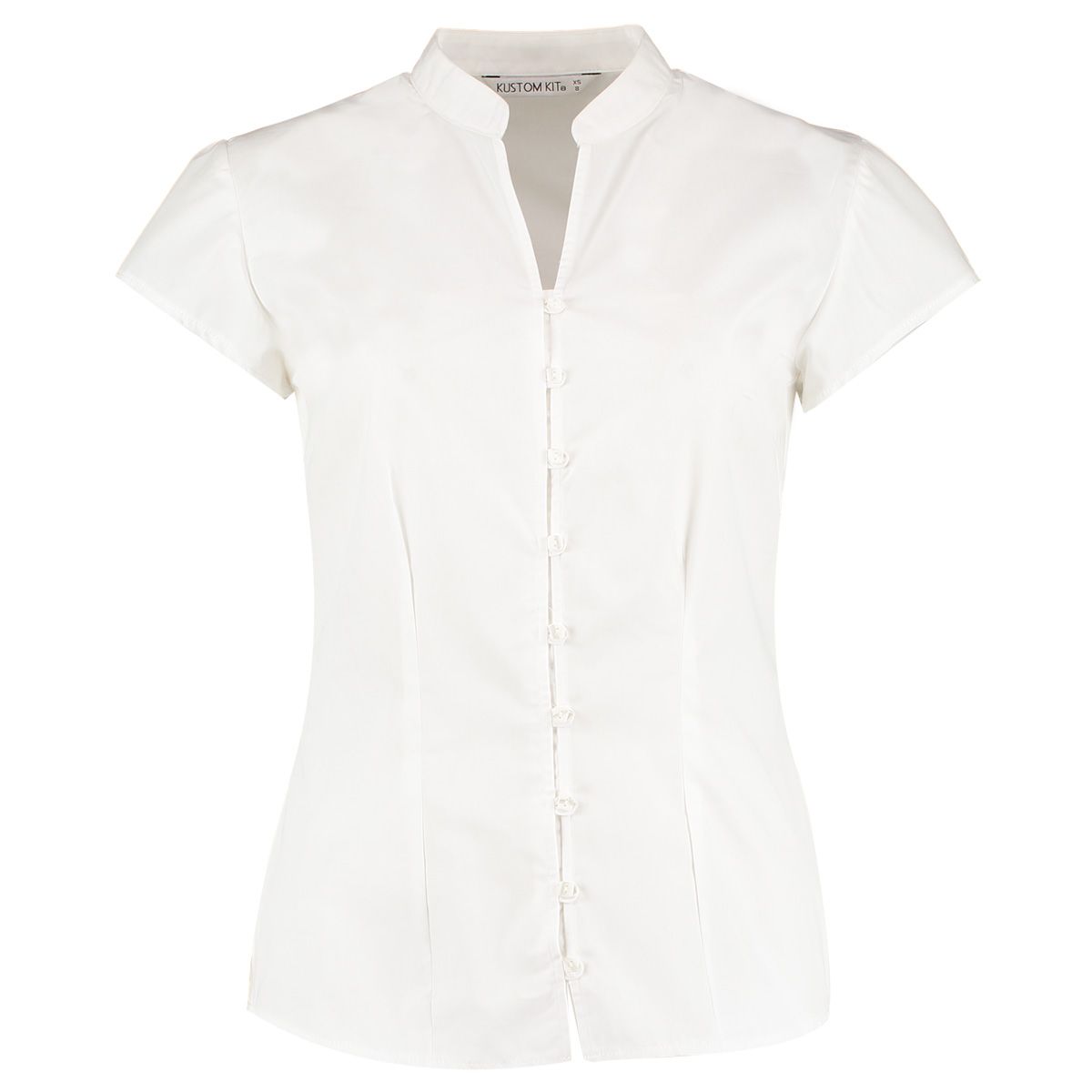 Kustom Kit Ladies Tailored Fit Mandarin Collar Blouse.