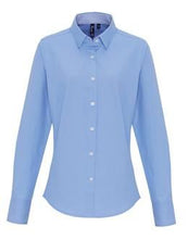 Load image into Gallery viewer, Premier Ladies Cotton Rich Oxford Stripes Shirt
