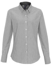 Load image into Gallery viewer, Premier Ladies Cotton Rich Oxford Stripes Shirt
