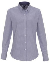 Load image into Gallery viewer, Premier Ladies Cotton Rich Oxford Stripes Shirt
