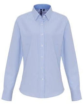Load image into Gallery viewer, Premier Ladies Cotton Rich Oxford Stripes Shirt
