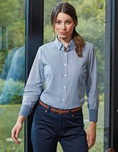Load image into Gallery viewer, Premier Ladies Cotton Rich Oxford Stripes Shirt
