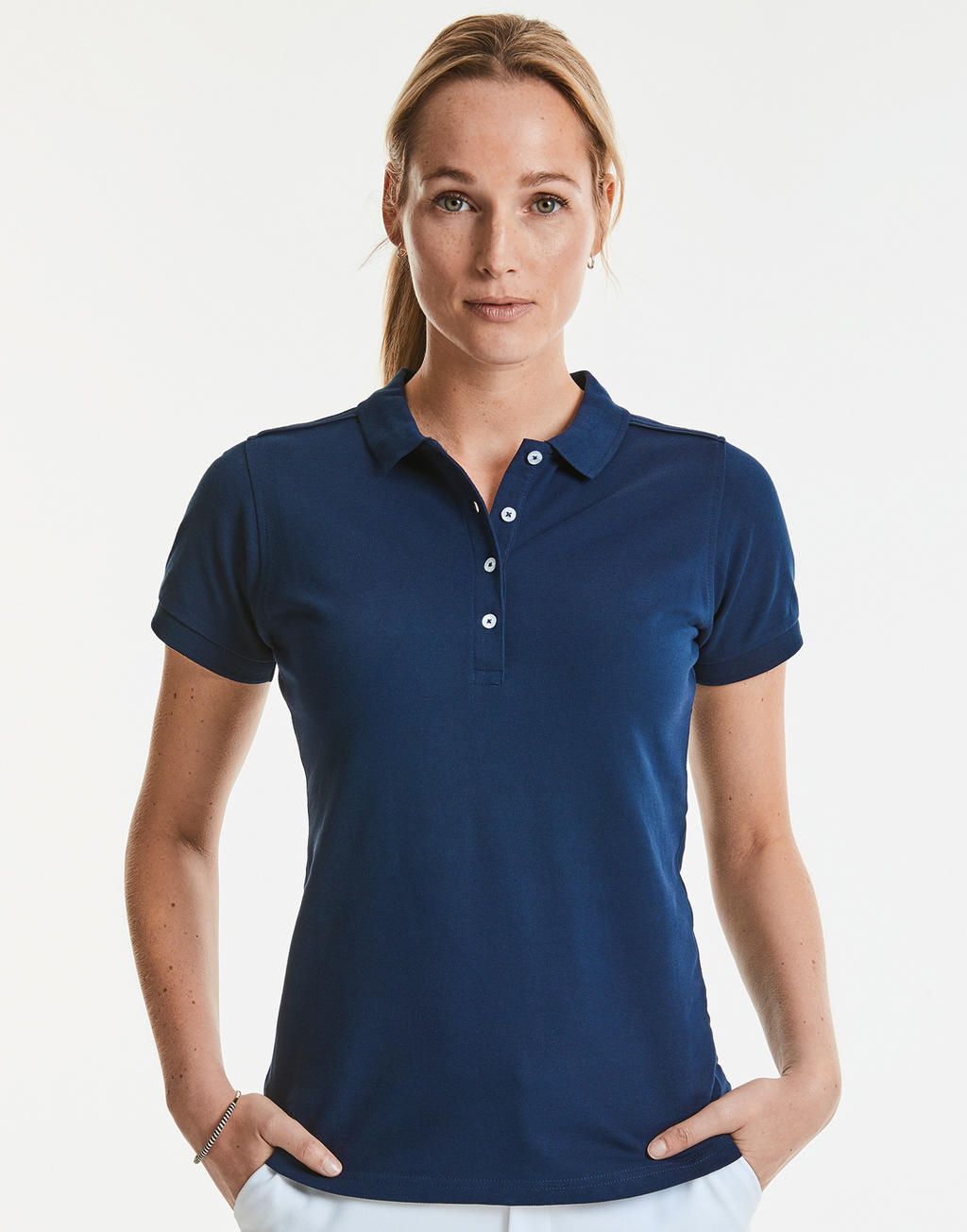 Russell Ladies Fitted Stretch Polo.
