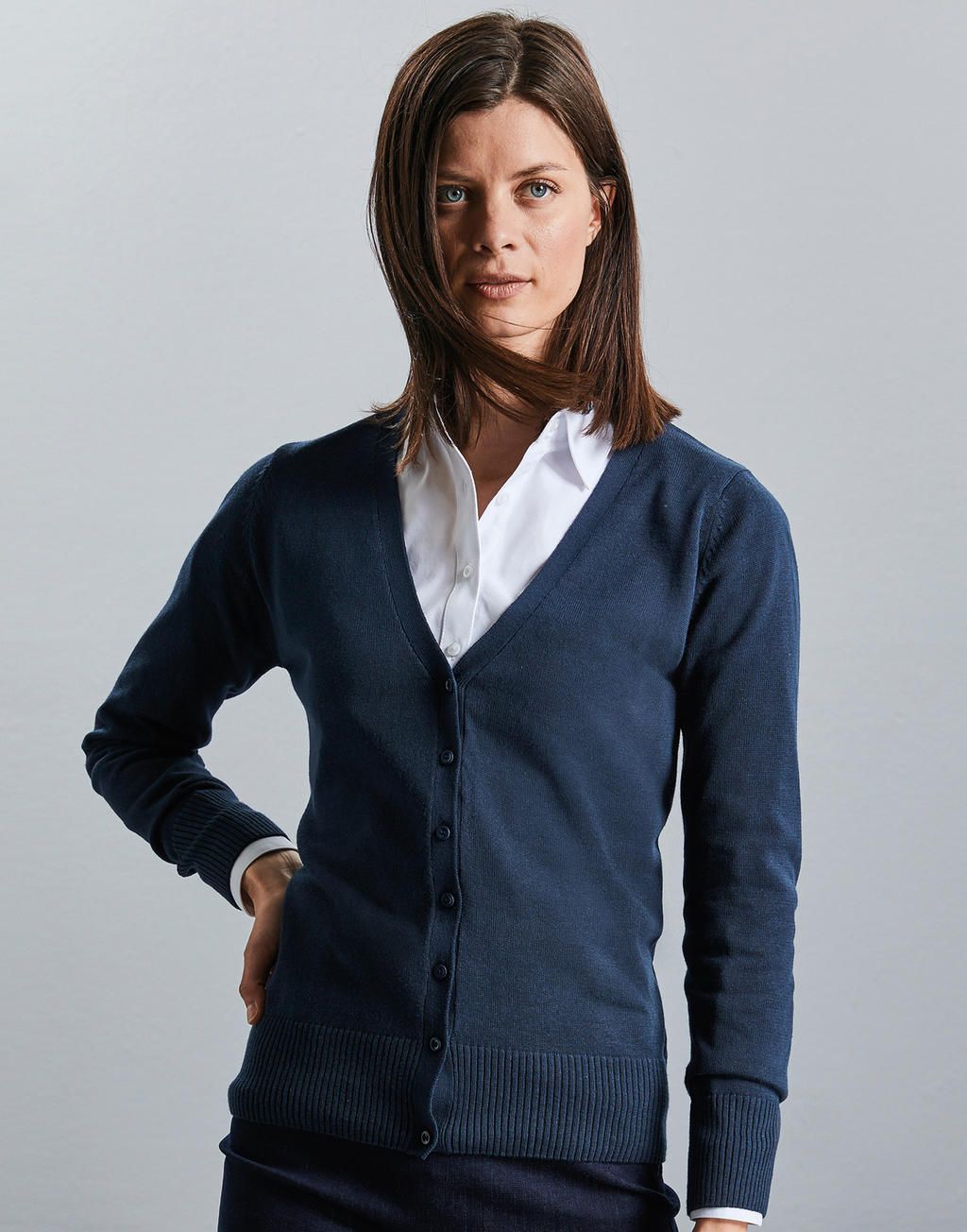 Russell Ladies V-Neck Knitted Cardigan.