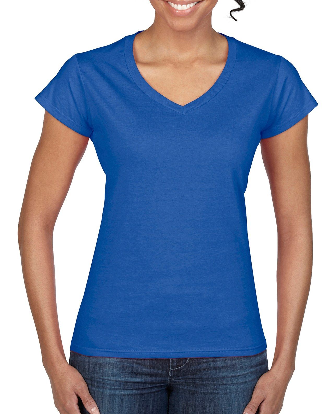 Gildan Ladies Softstyle V-Neck T-Shirt.