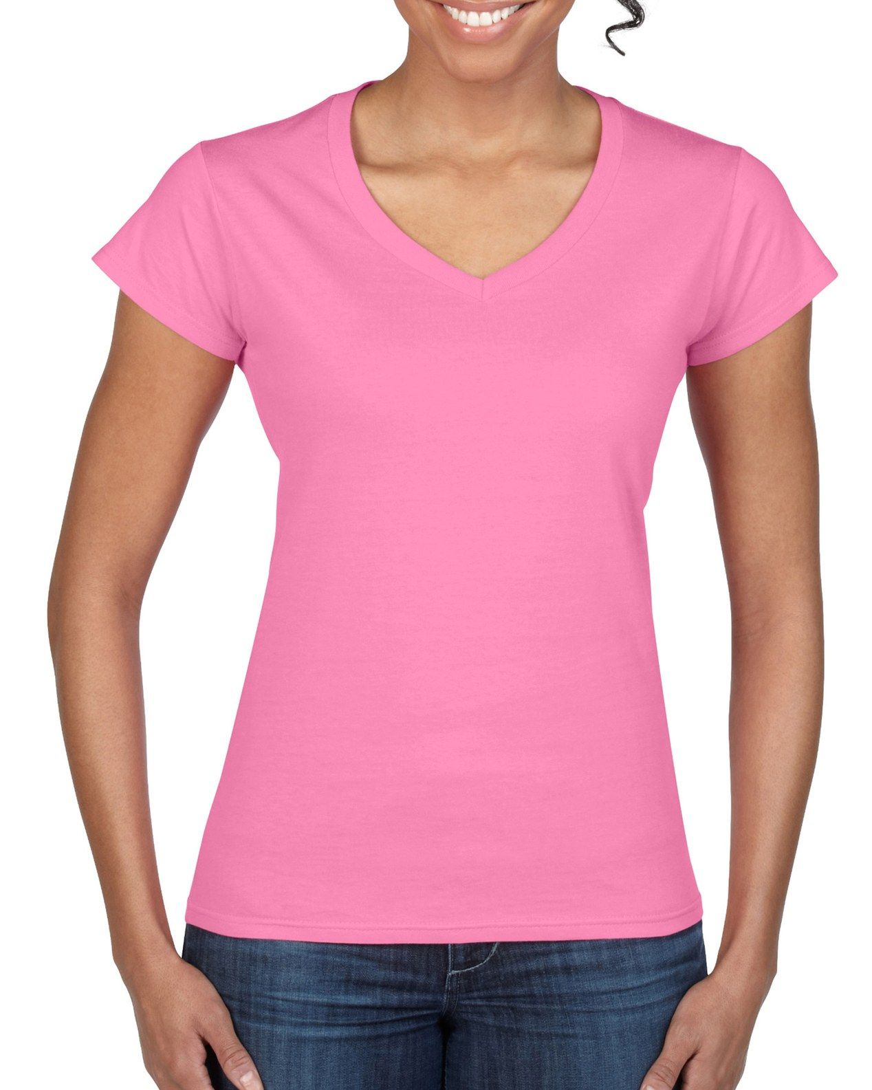 Gildan Ladies Softstyle V-Neck T-Shirt.