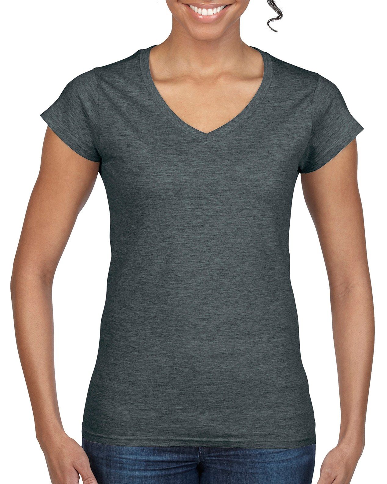 Gildan Ladies Softstyle V-Neck T-Shirt.