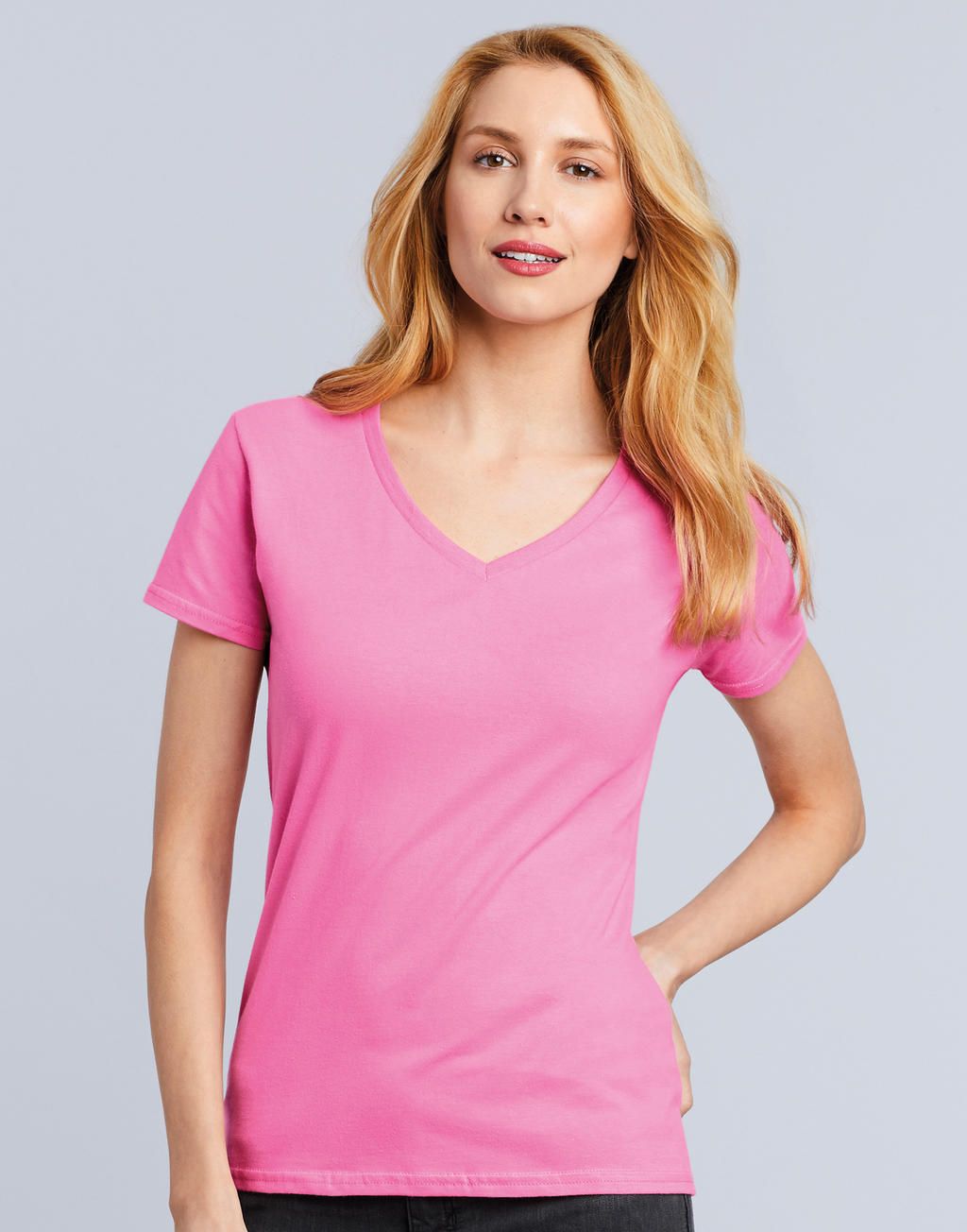 Gildan Ladies Premium Cotton V-Neck T-Shirt.