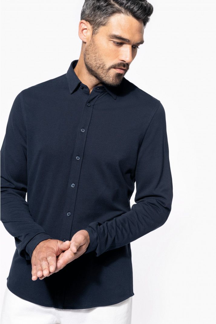 Kariban Mens Pique L/S Shirt.