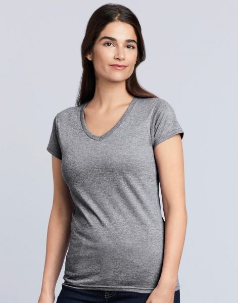 Gildan Ladies Softstyle V-Neck T-Shirt.